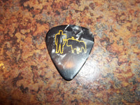 Guitar Pick Medium Celluloid - Paul & Babe - Gold on Black Pearl Plastic