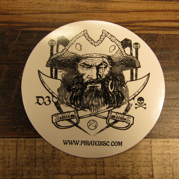 Les White Pirate Disc Golf Disc Sticker D3