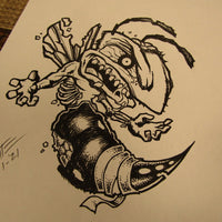Les White Original Drawing Zombee